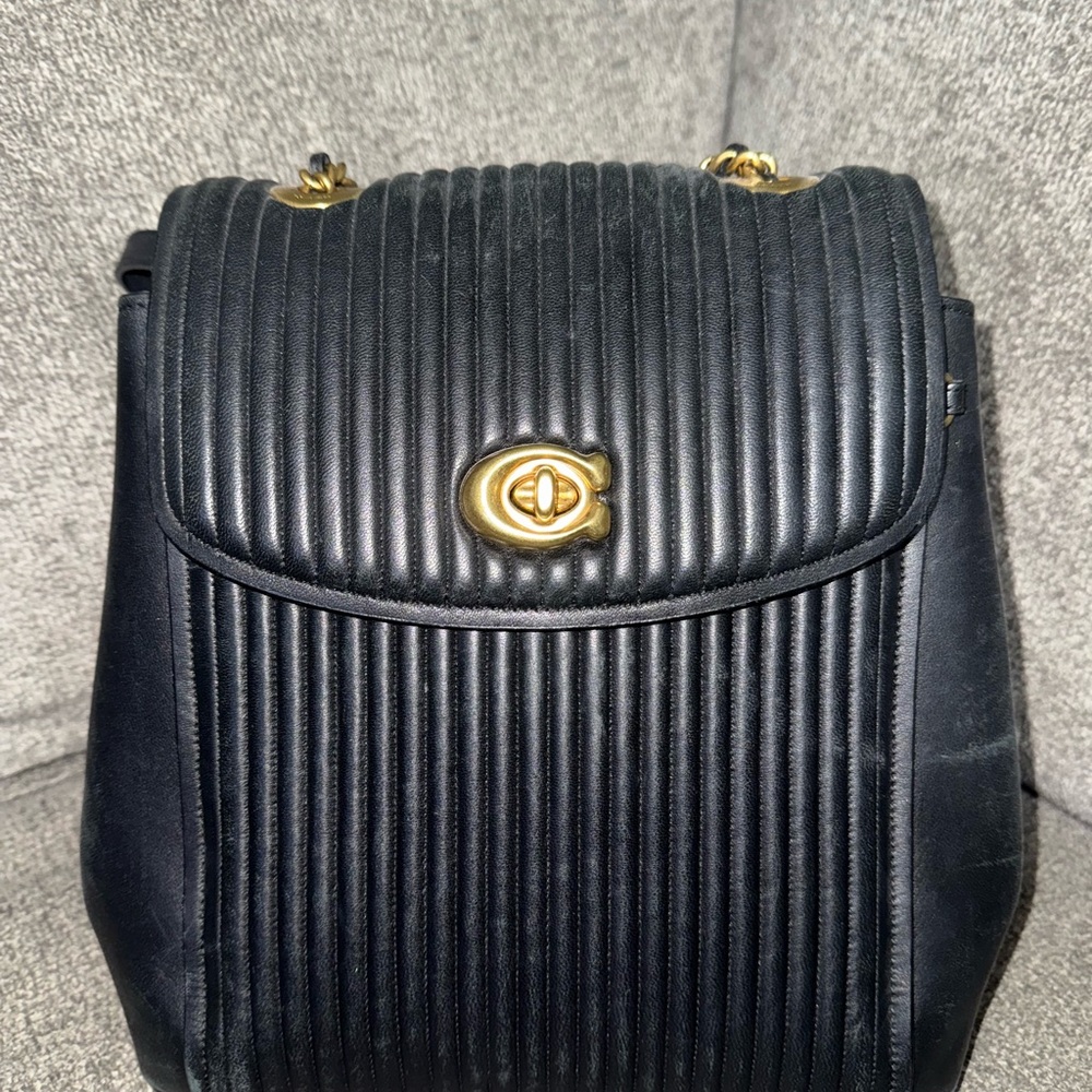 Coach Parker Larger 18 Convertible Backpack in Quilted Leather 40604 Black/Brass